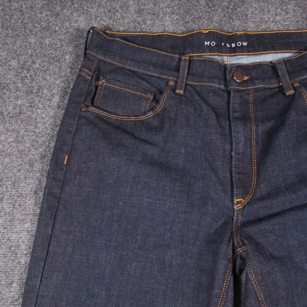 Mott & Bow Crosby Slim Jeans Mens 36x32 Dark Indigo Blue Straight Leg Denim